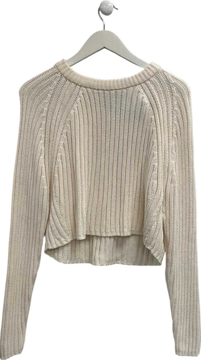 Miss Selfridge Cream Ribbed Knit Jumper UK 12