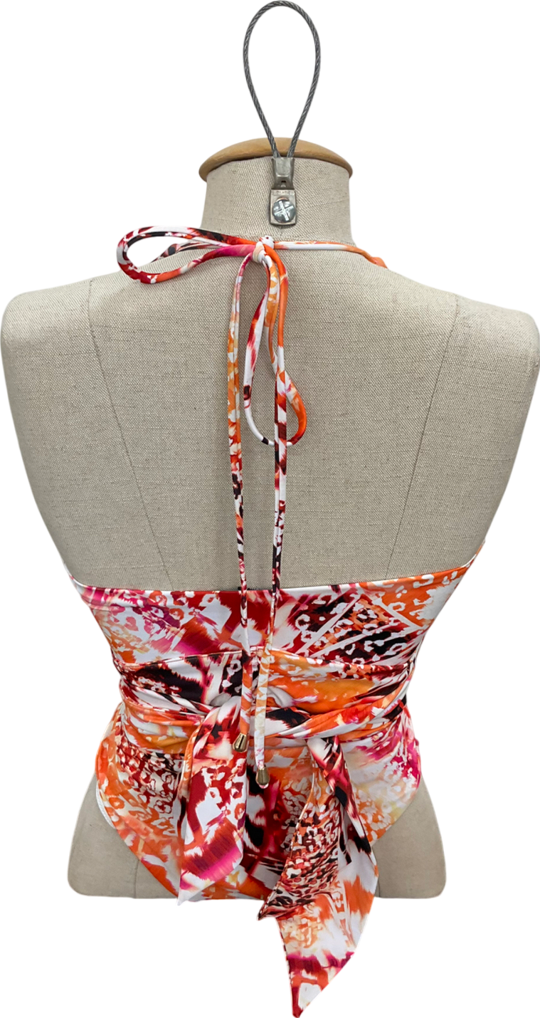 Karen Millen Orange Statement Prim Embellished Tie Swimsuit UK XS