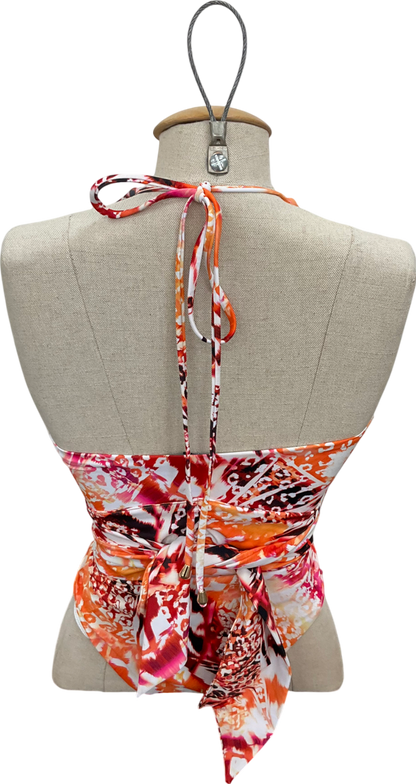 Karen Millen Orange Statement Prim Embellished Tie Swimsuit UK XS