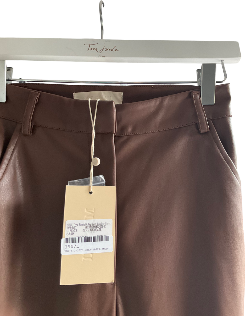 Meshki Brown Tyra Straight Leg Faux Leather Pants UK XS