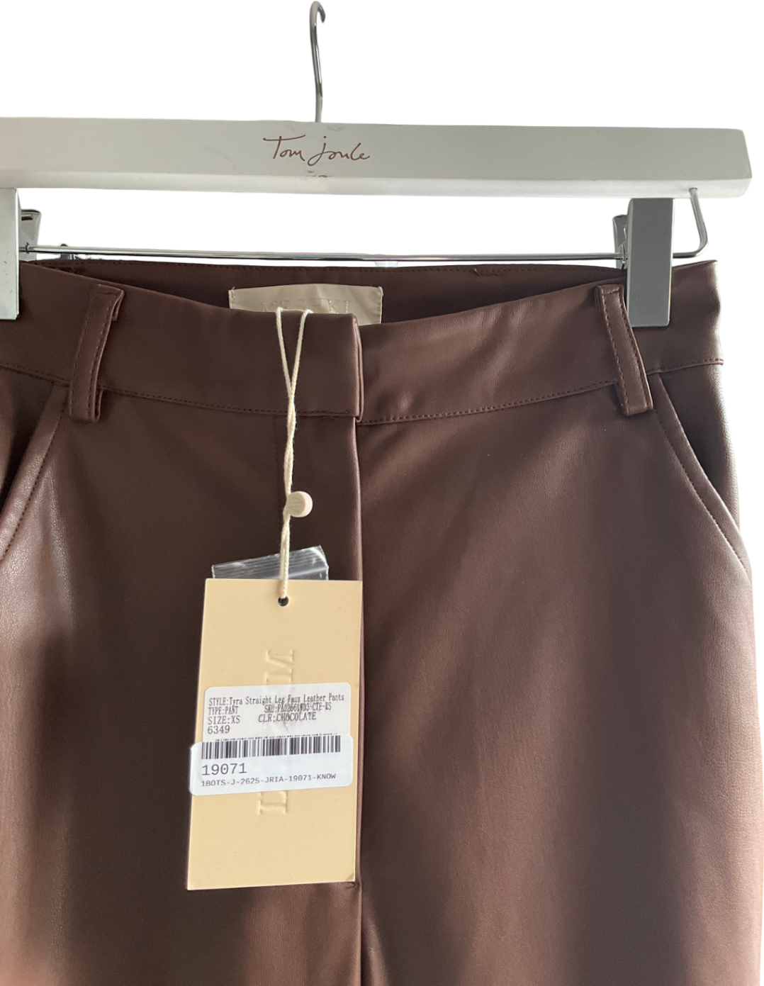 Meshki Brown Tyra Straight Leg Faux Leather Pants UK XS