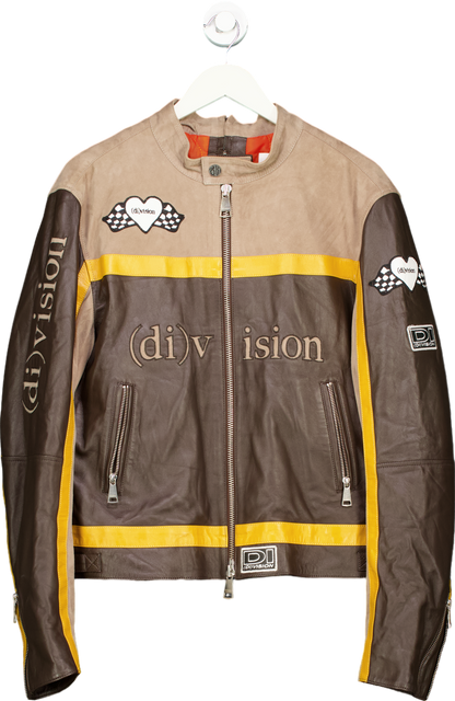 (di)vision Brown Leather Racing Jacket UK XS