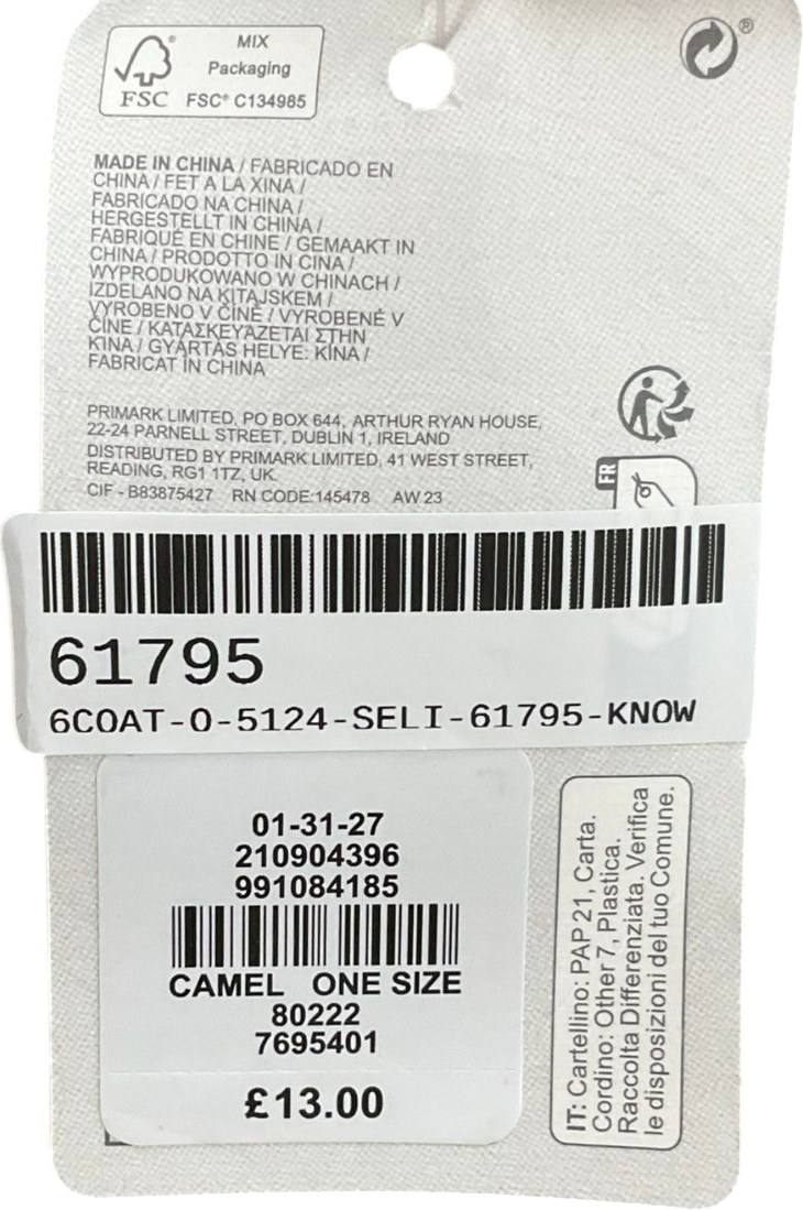 Primark Beige Fringe Trim Shawl One Size