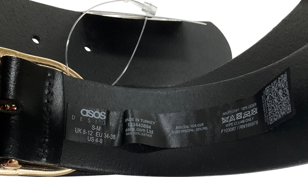 ASOS Black Faux Wide Leather Belt UK S/M