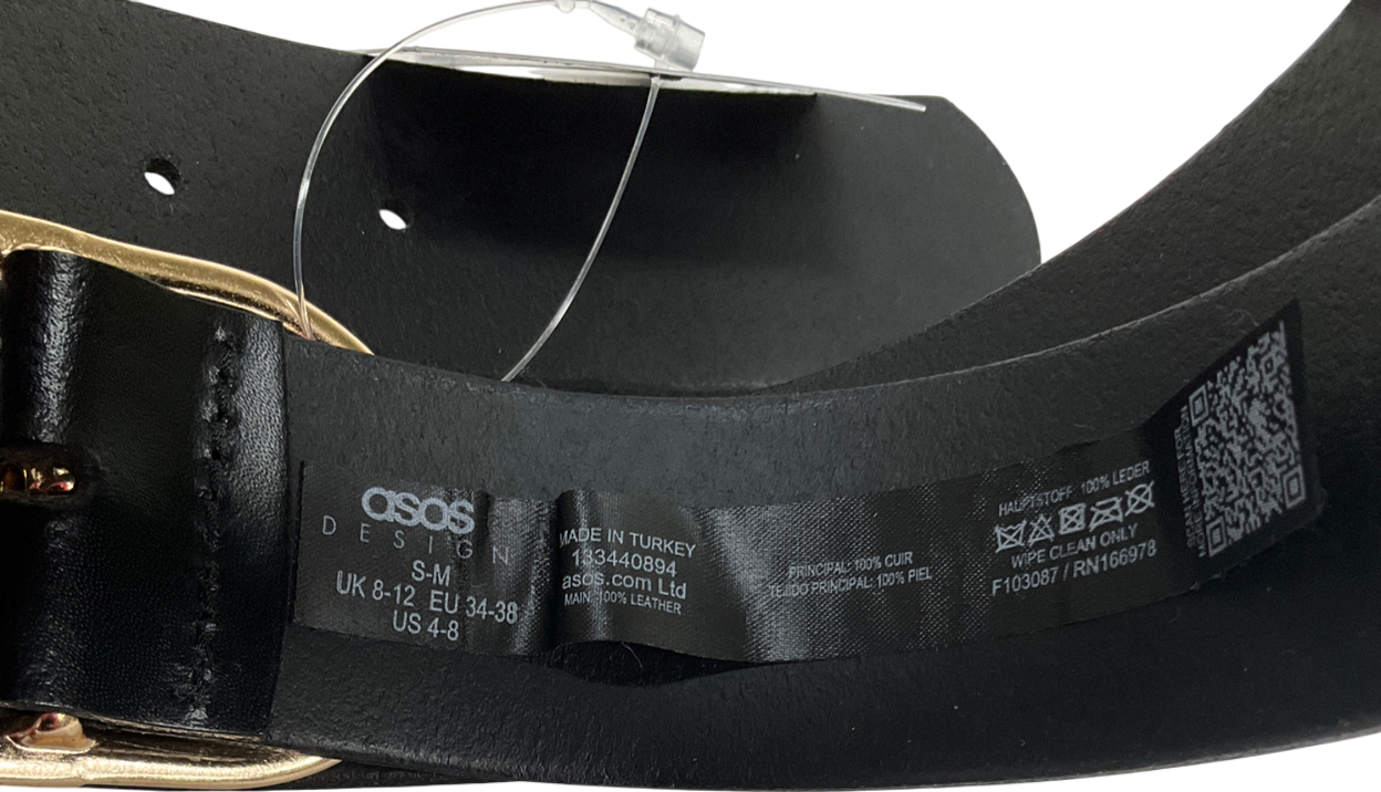 ASOS Black Faux Wide Leather Belt UK S/M