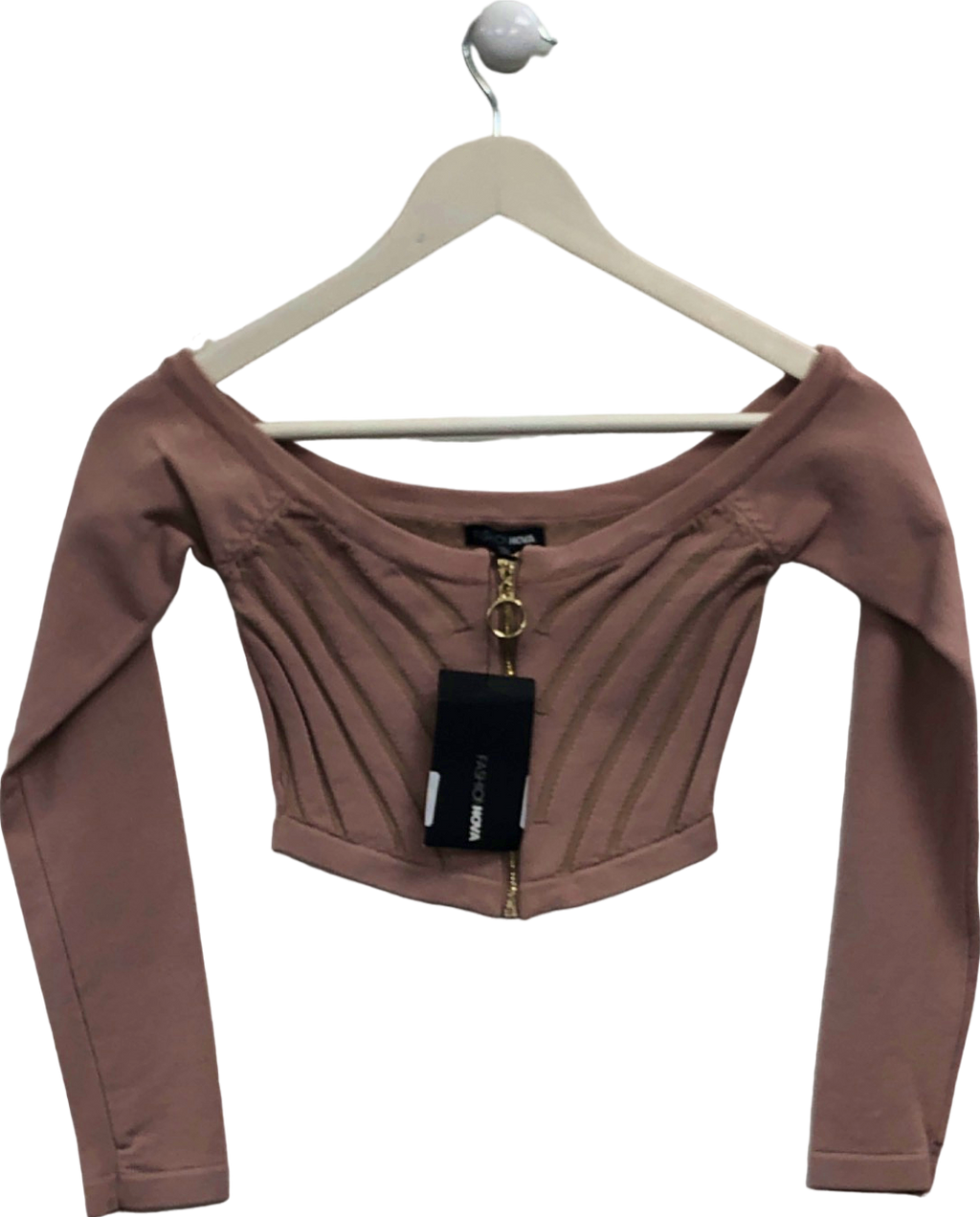 Fashion Nova Pink Off-Shoulder Crop Top XS