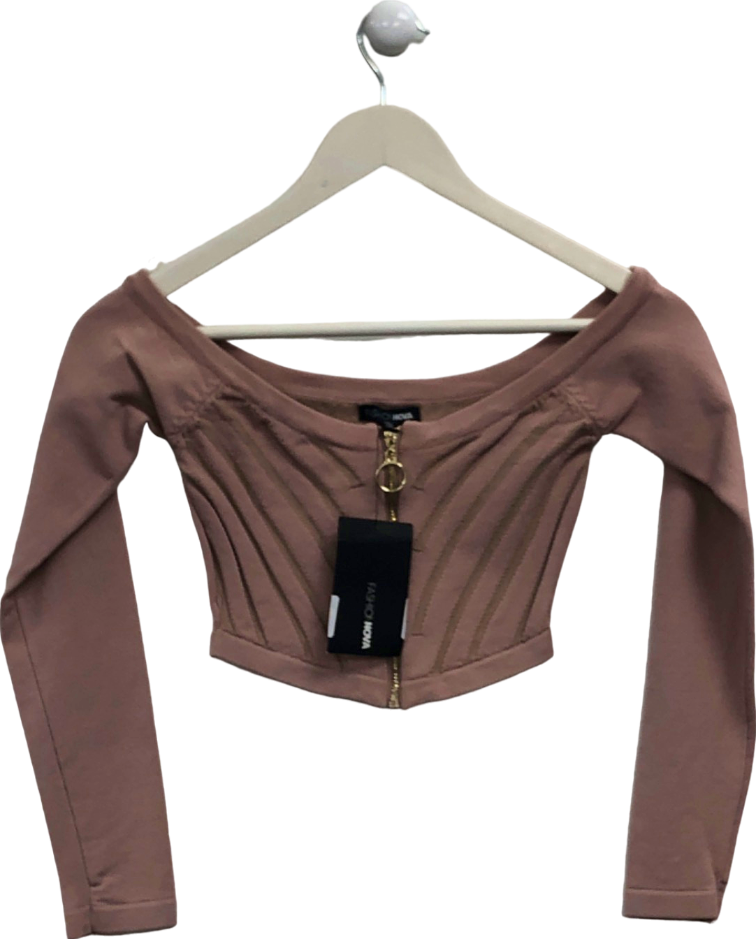 Fashion Nova Pink Off-Shoulder Crop Top XS