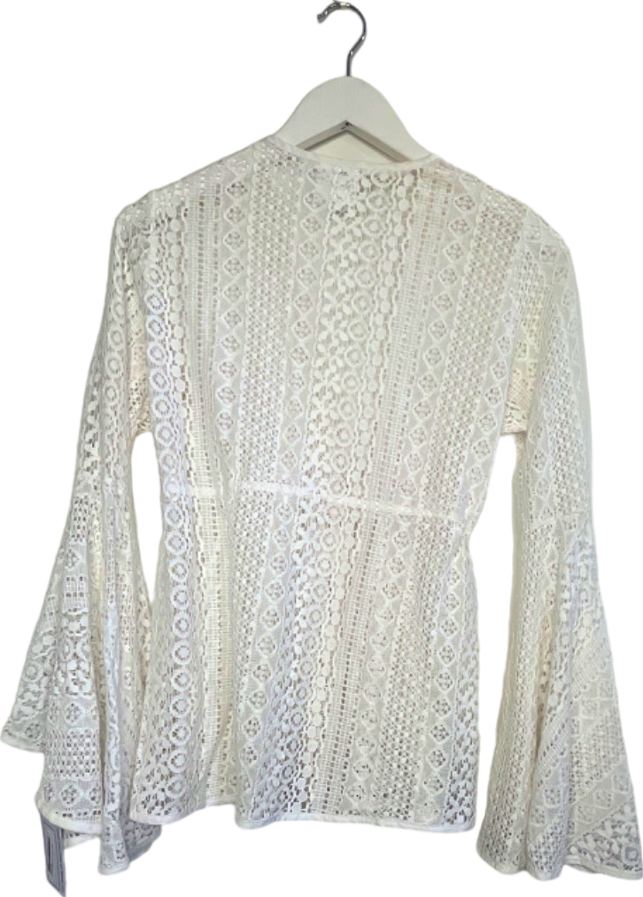 Neve & Noor White Lace Open Front Top UK S