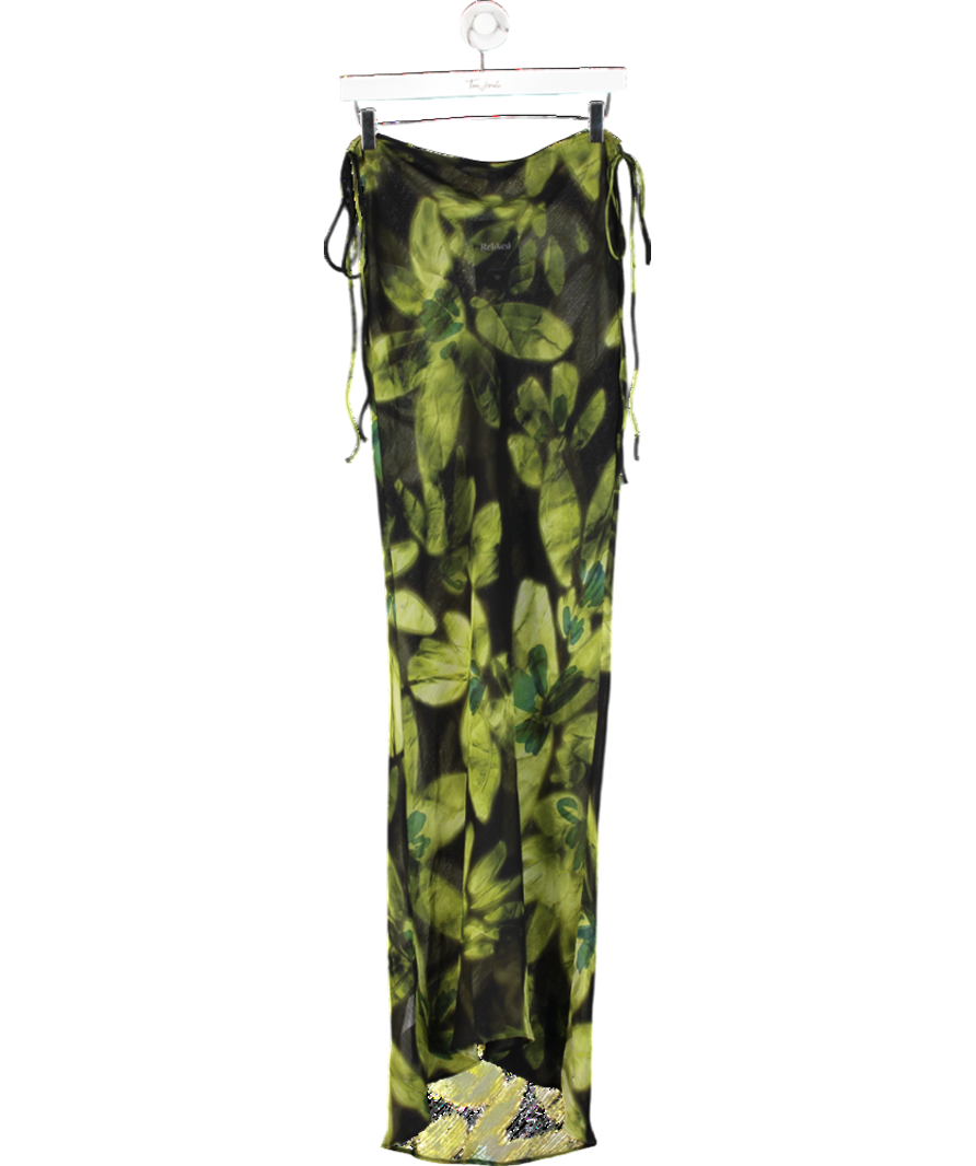 MANGO Green Floral Chiffon Skirt UK S