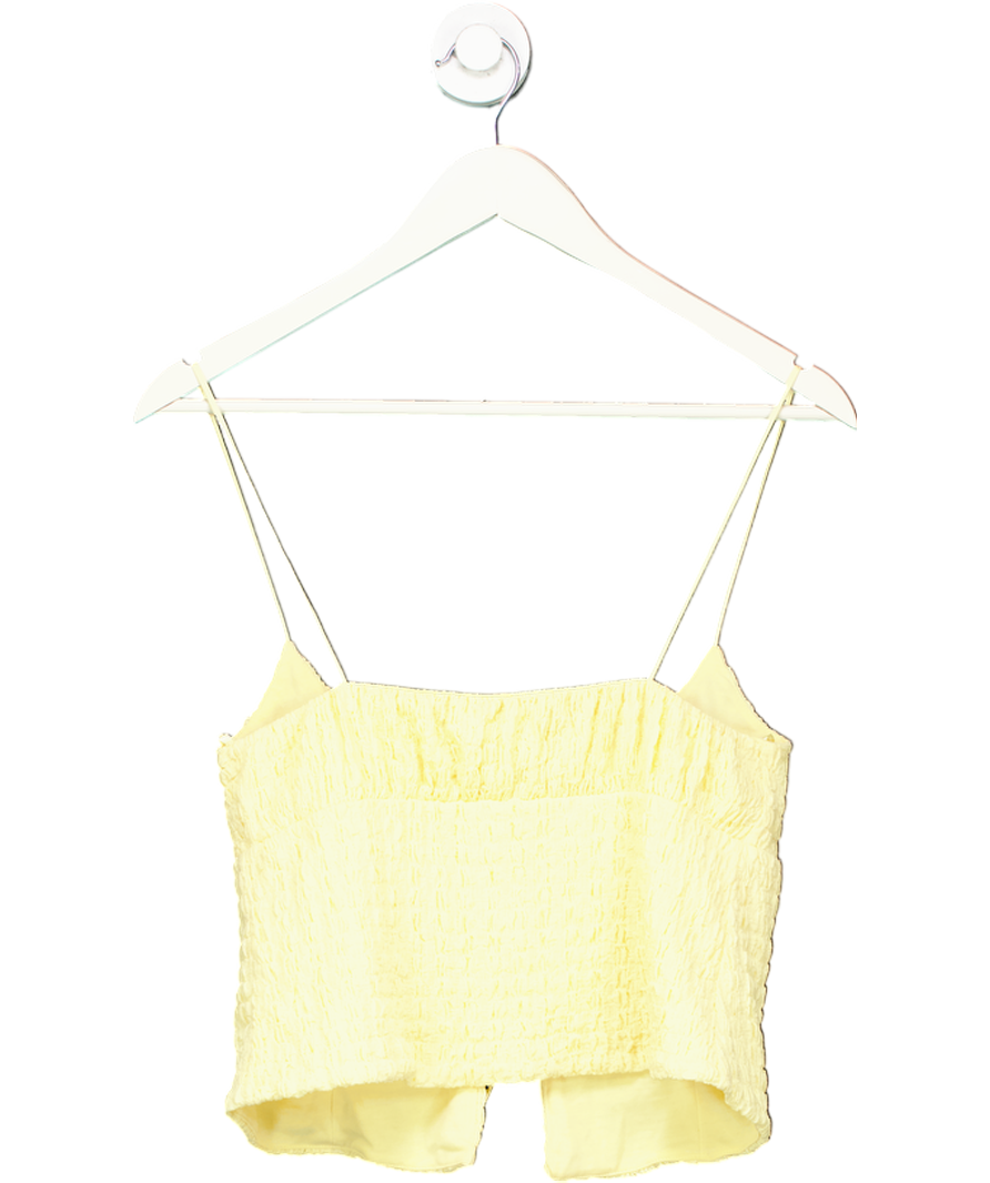 ZARA Yellow Shirred Tie Front Top UK S