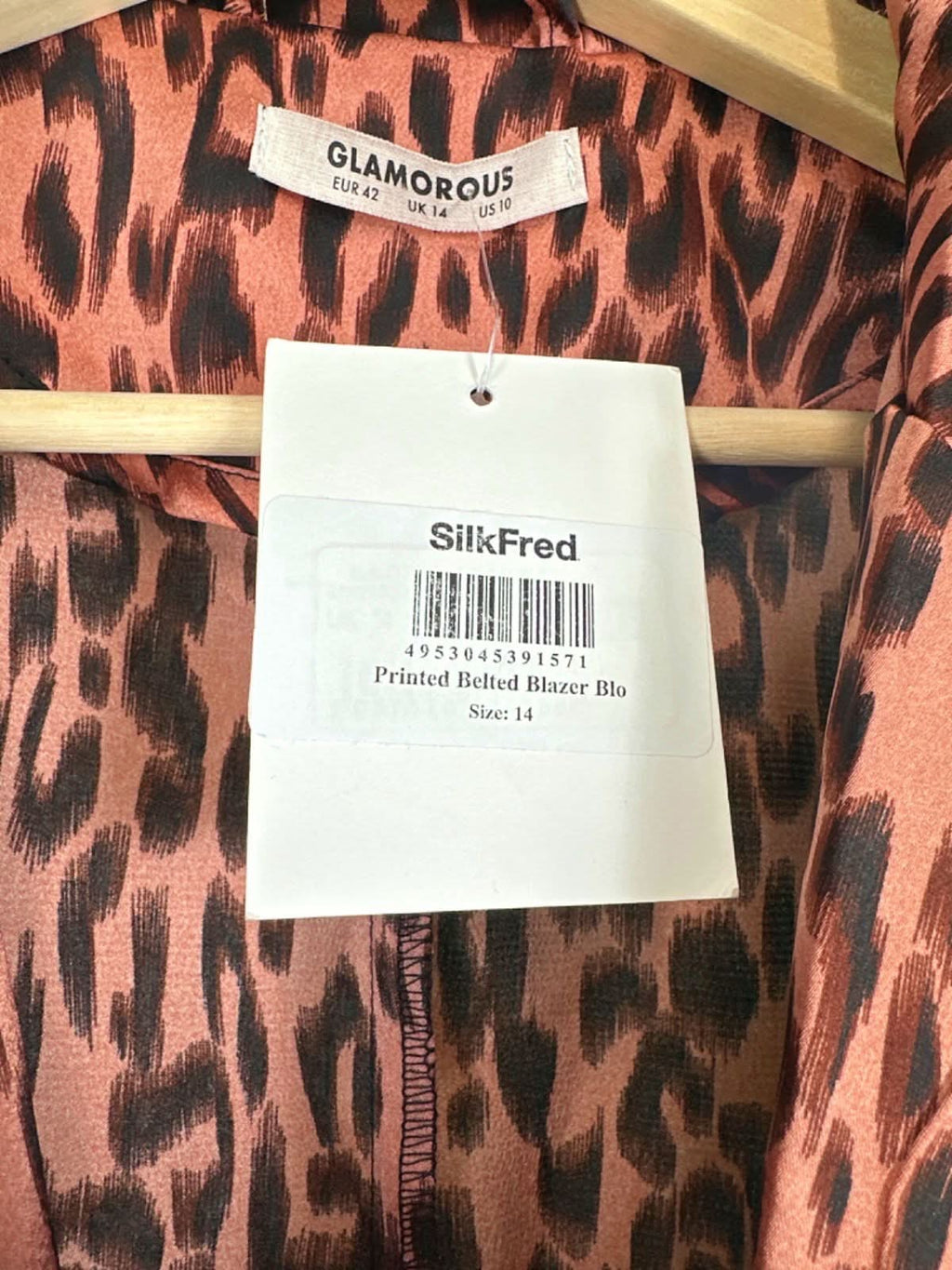 Glamorous Pink Leopard Print Belted Blazer UK 14