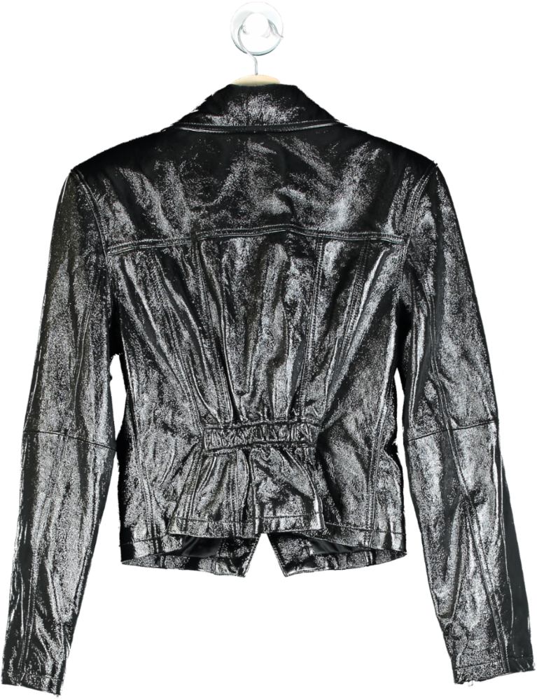 NBD Black Metallic Leather Jacket UK S