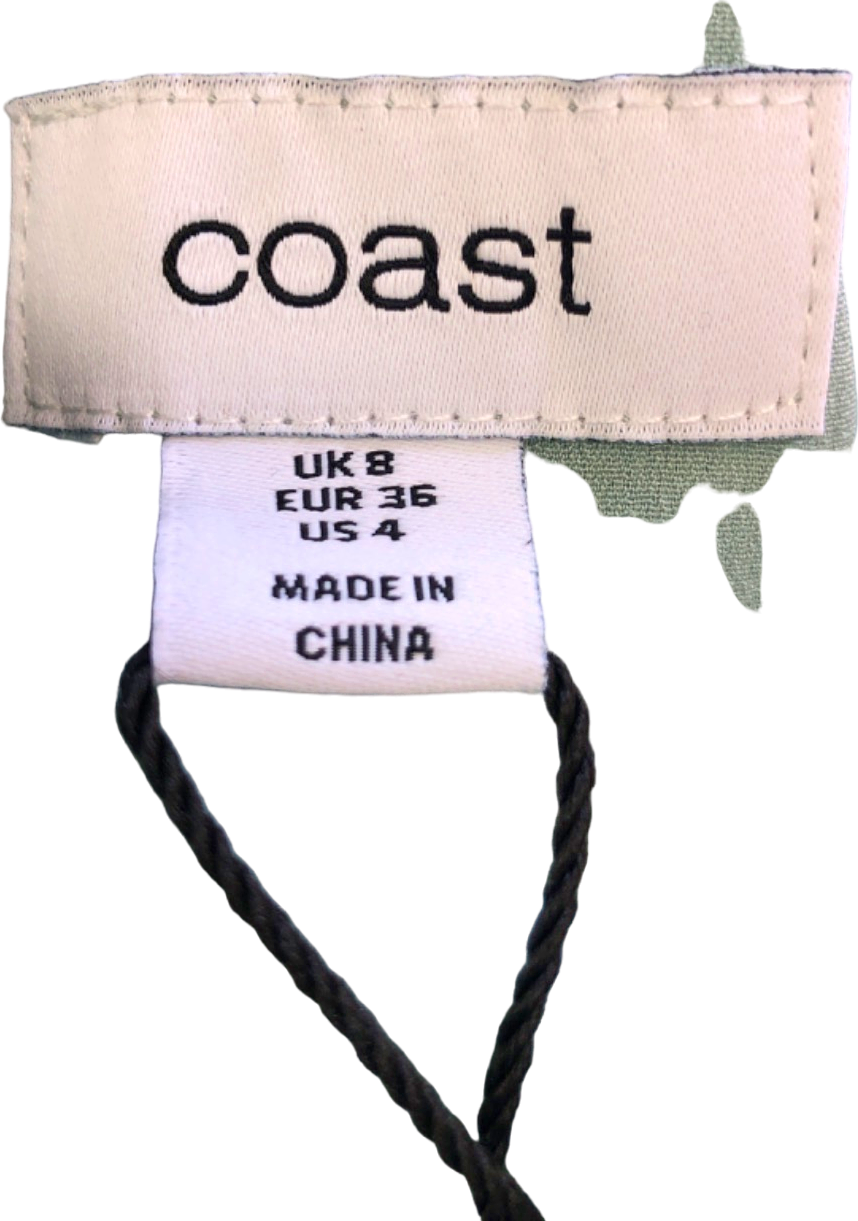 Coast Aqua Organza Puff Sleeve Dress With Tie Back UK 8