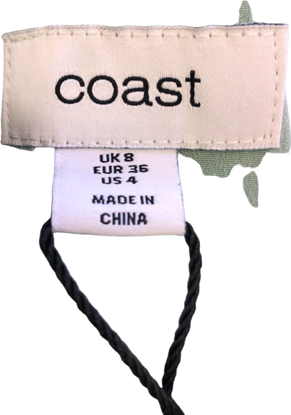 Coast Aqua Organza Puff Sleeve Dress With Tie Back UK 8