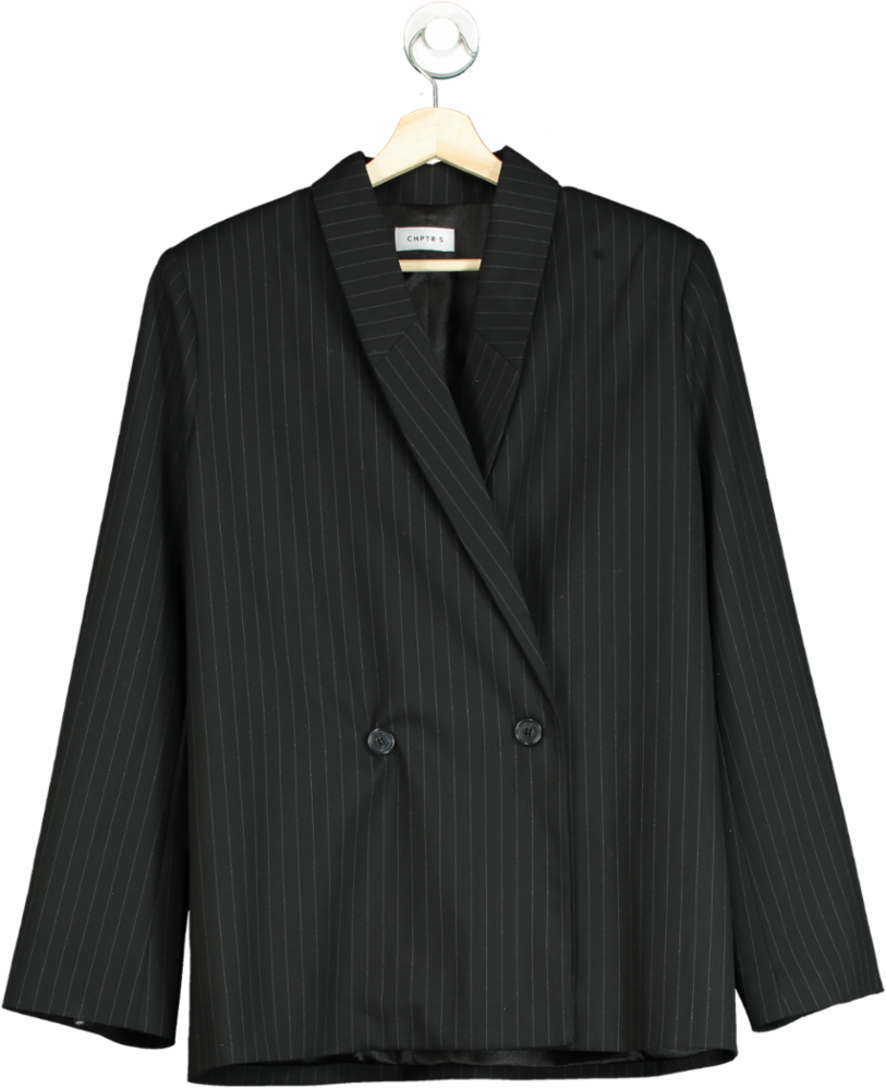 CHPTR-S Black Pinstripe Blazer UK 8