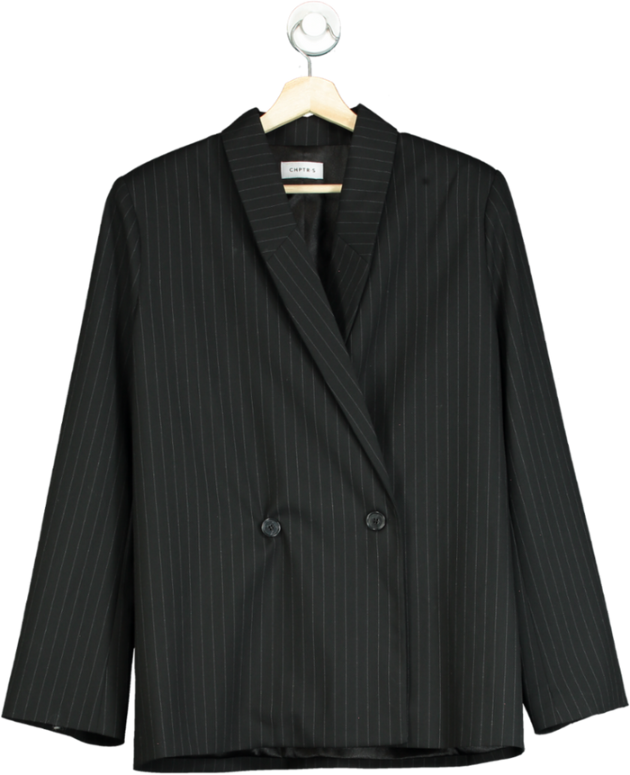 CHPTR-S Black Pinstripe Blazer UK 8