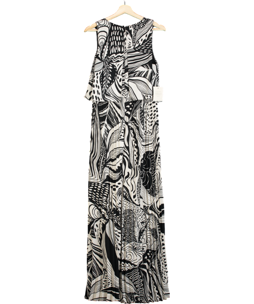 Phase Eight Black Saskia Pleated Wide Leg Jumpsuit, Black/cream UK 10