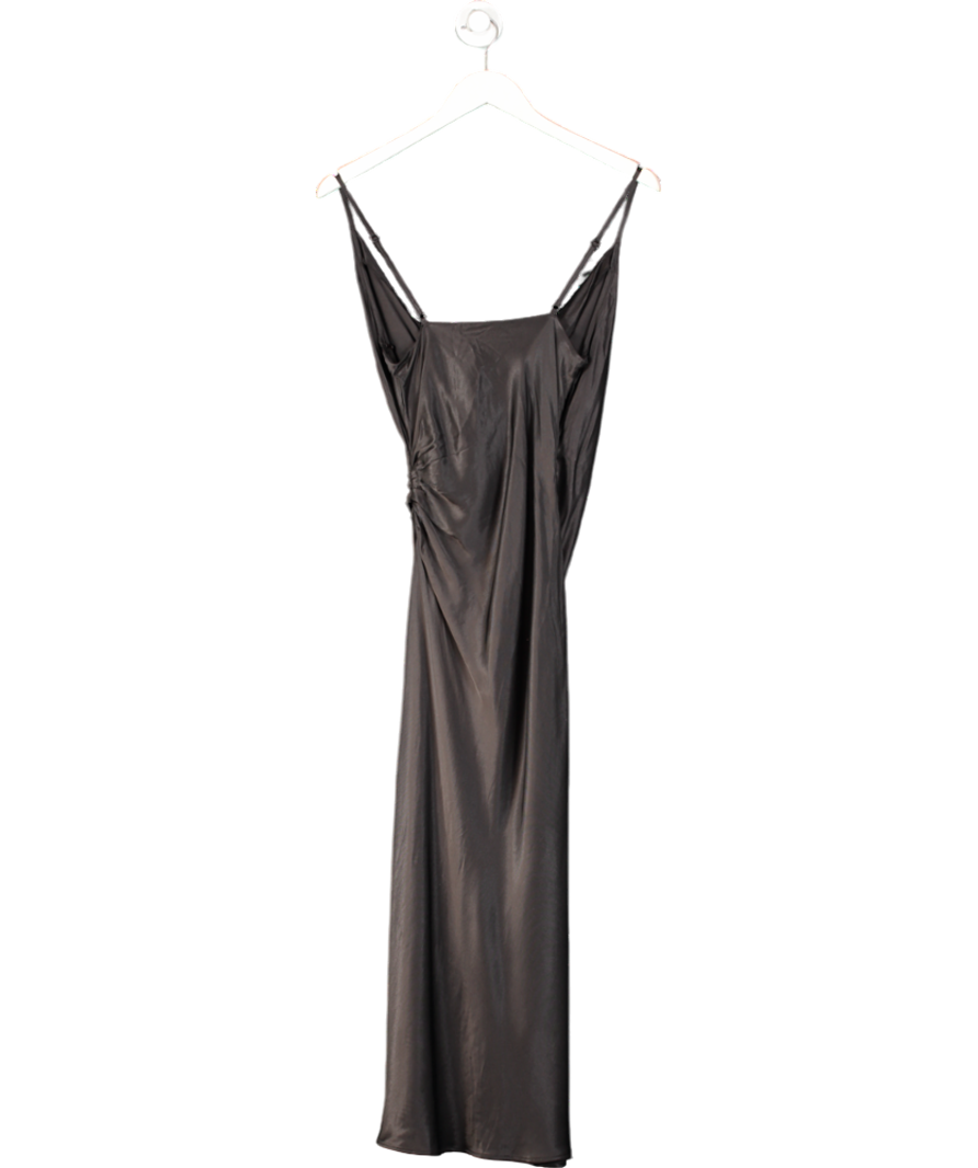 ZARA Black Satin Midi Dress UK XS