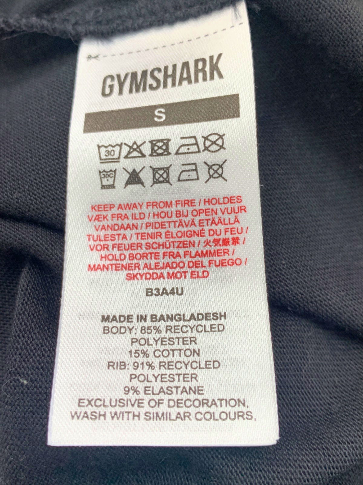 Gymshark Black Long Sleeve T-Shirt UK S