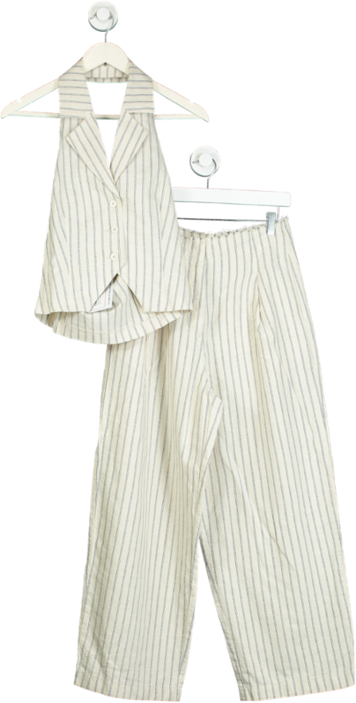 ASOS Design Beige Striped Halter Top and Trousers Set UK 8