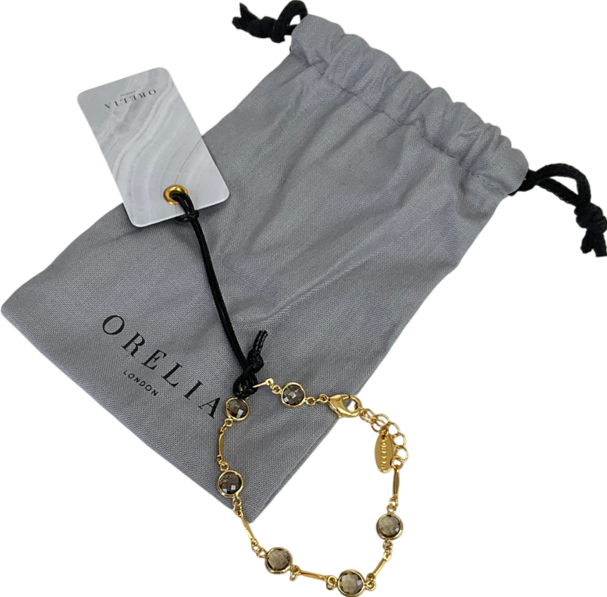 Orelia Metallic Crystal & Bar Link Chain Bracelet One Size