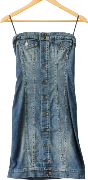LEVI'S Blue Vintage Wash Denim Bandeau Mini Dress UK S