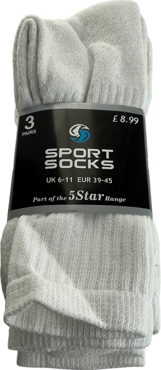 White Sport Socks UK 9 EU 42 👠