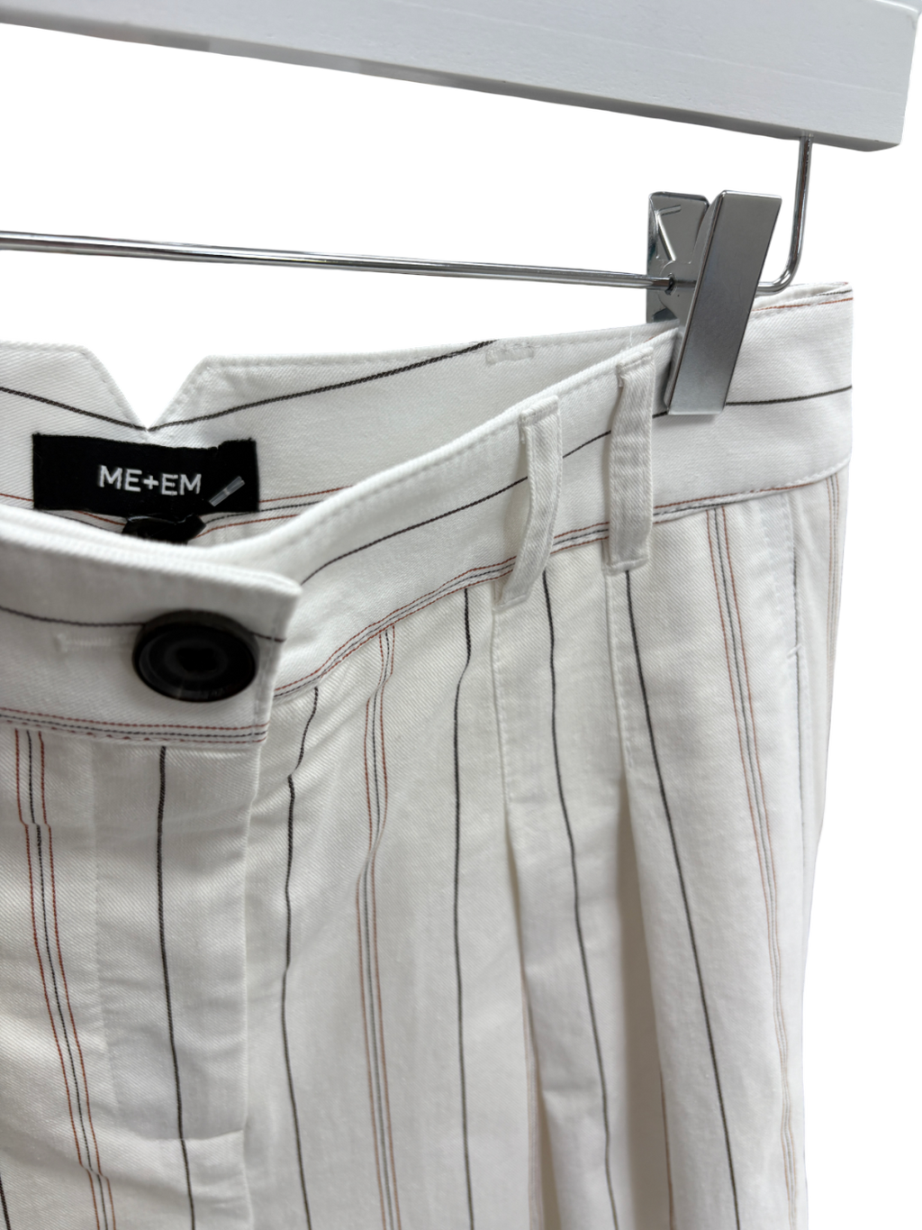 ME+EM White Stripe Pleat Front Wide Leg Trouser UK 8