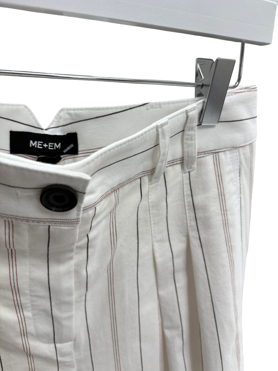 ME+EM White Stripe Pleat Front Wide Leg Trouser UK 8