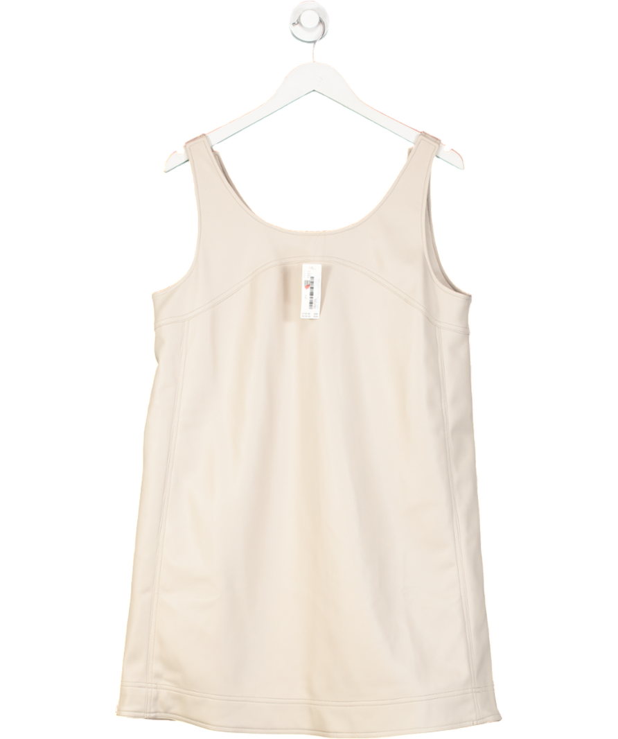 Anthropologie Beige Faux Leather Scoop Neck Shift Mini Dress UK 16