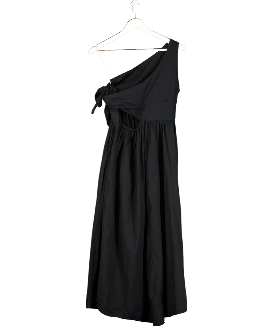 Free People Black Cotton Asymmetric Open Sided Dress UK XS