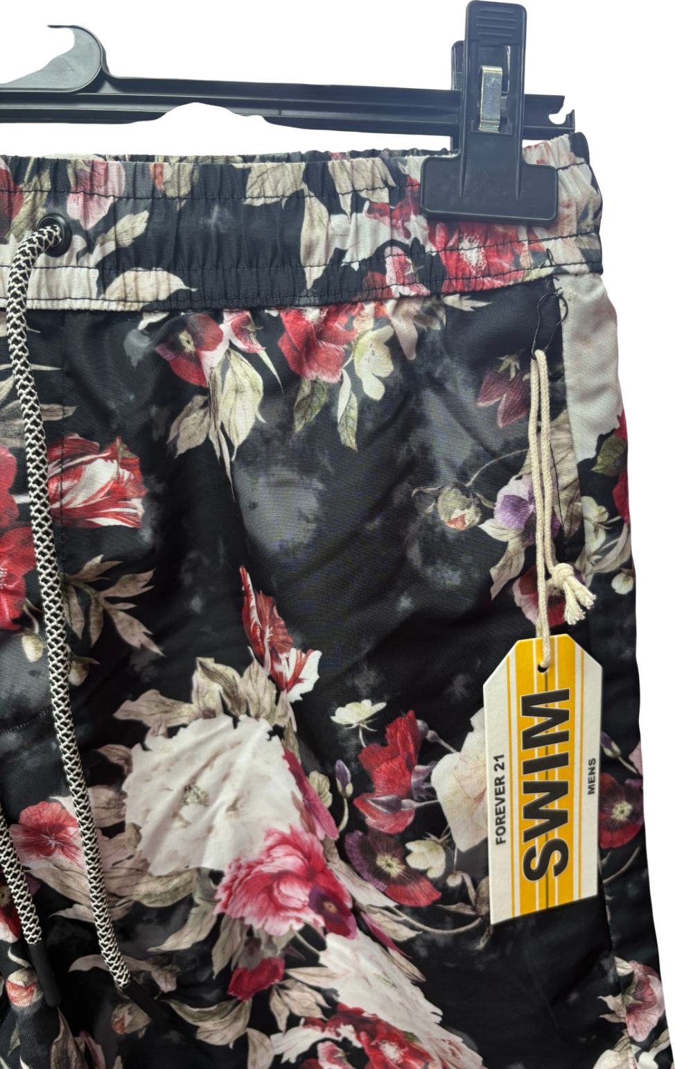 forever 21 Black Floral Swim Shorts UK M