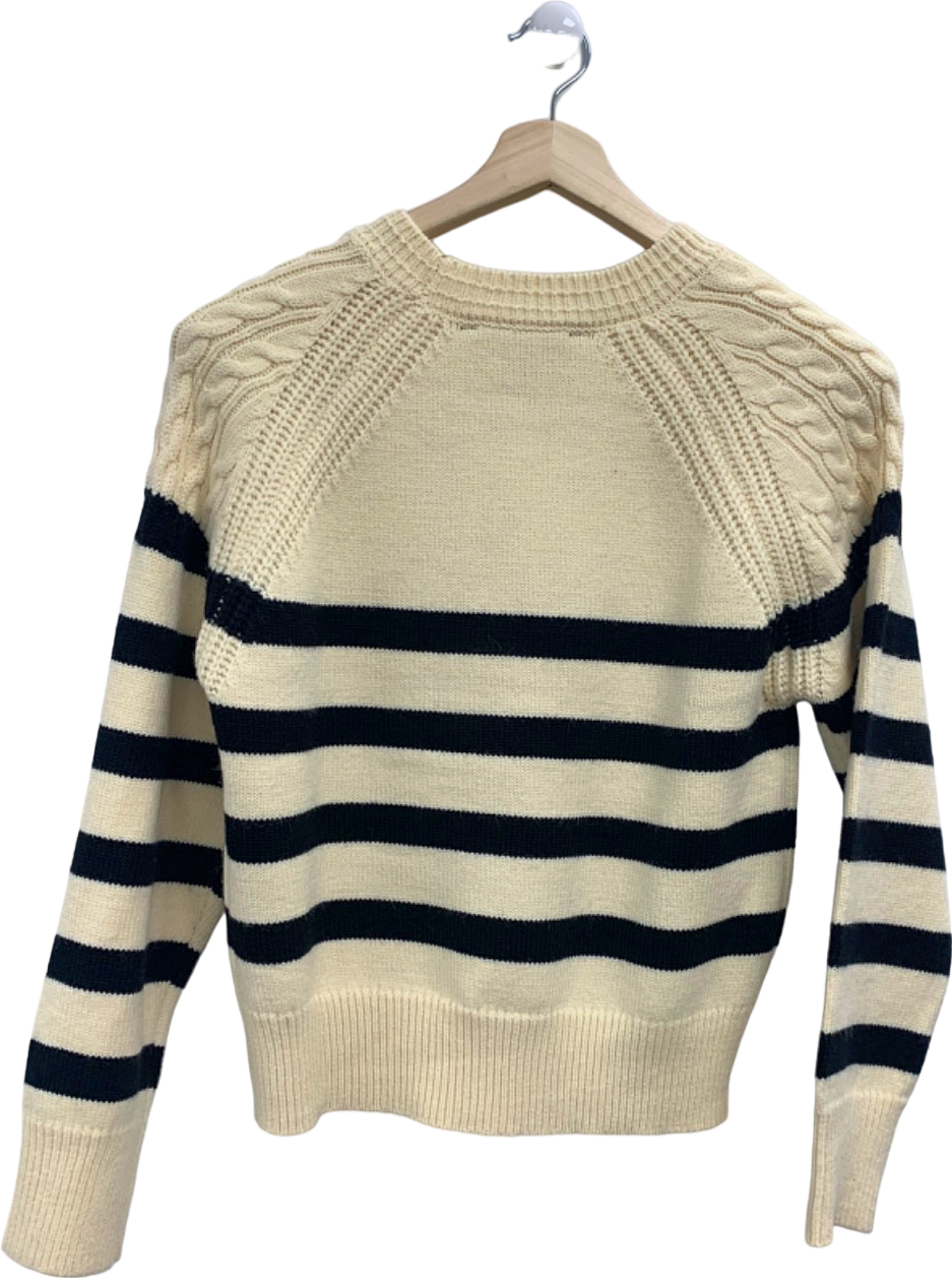 French Connection Cream and Black Striped Jumper UK 10