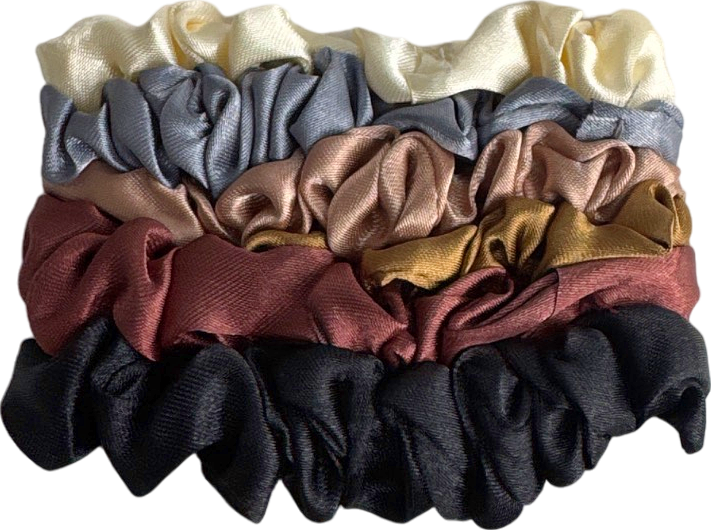 Set of 5 neutral Satin Hair Scrunchies