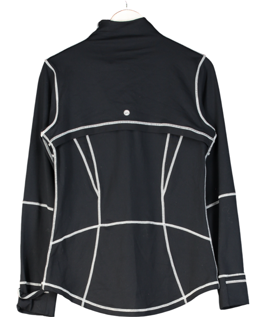 Black Zip Through Jacket With Contrast Piping UK XL