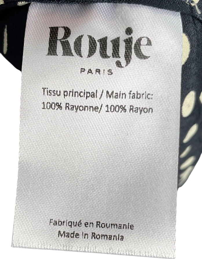 Rouje Black Polka Dot Midi Dress UK 14