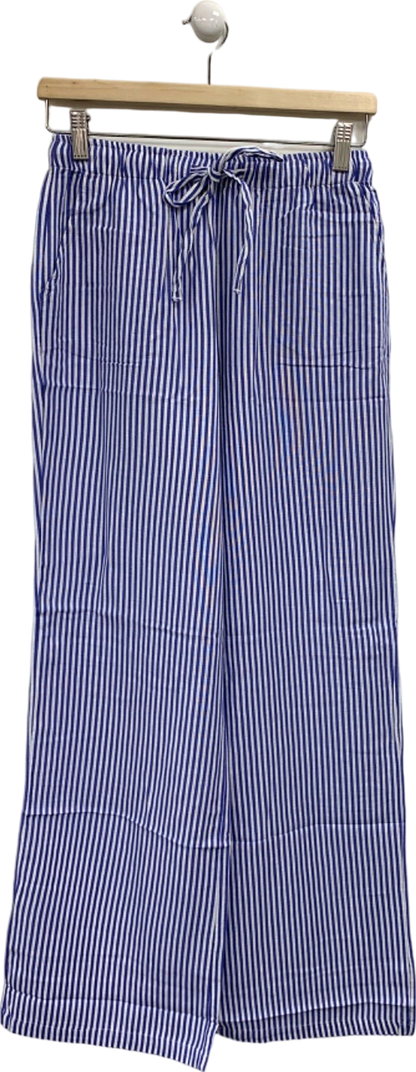 Stradivarius Blue/White Striped Drawstring Trousers XS