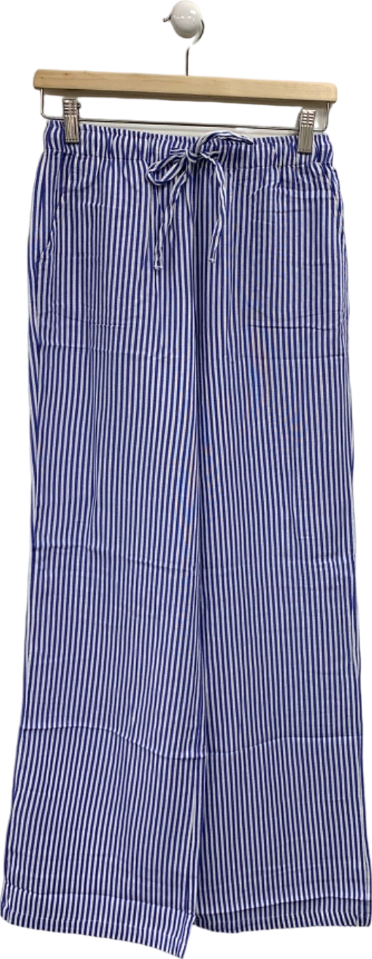 Stradivarius Blue/White Striped Drawstring Trousers XS