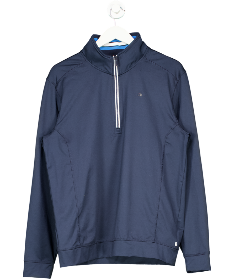 Calvin Klein Blue Piped Classic 1/2 Zip Golf Sweater UK L