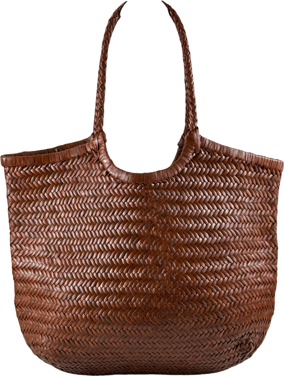 Anthropologie Brown Nola Woven Leather Bag One Size