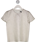 Tara Jarmon Metallic Silver Jacquard Short Sleeve Top UK 8