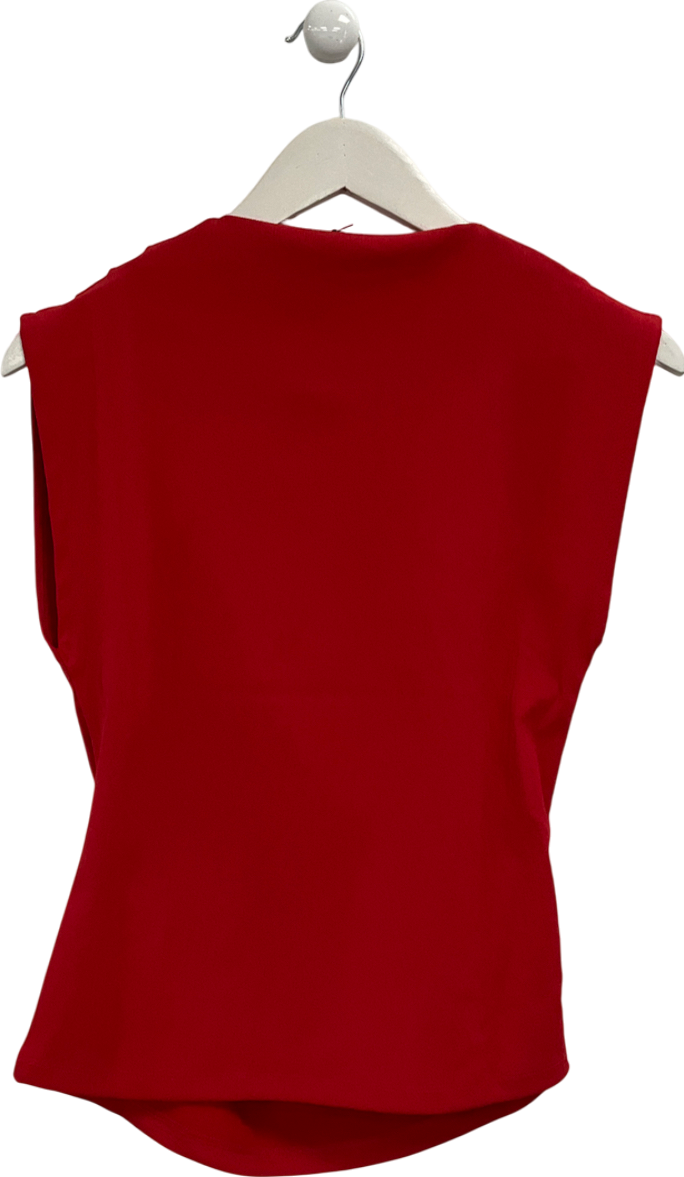 River Island Red Ruched Asymmetric Top UK 10