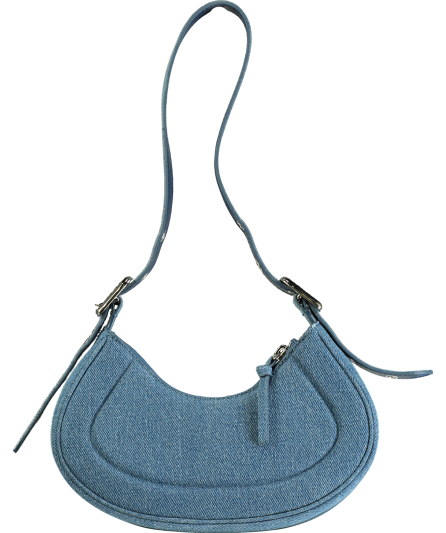 Charles & Keith Blue Petra Curved Denim Shoulder Bag