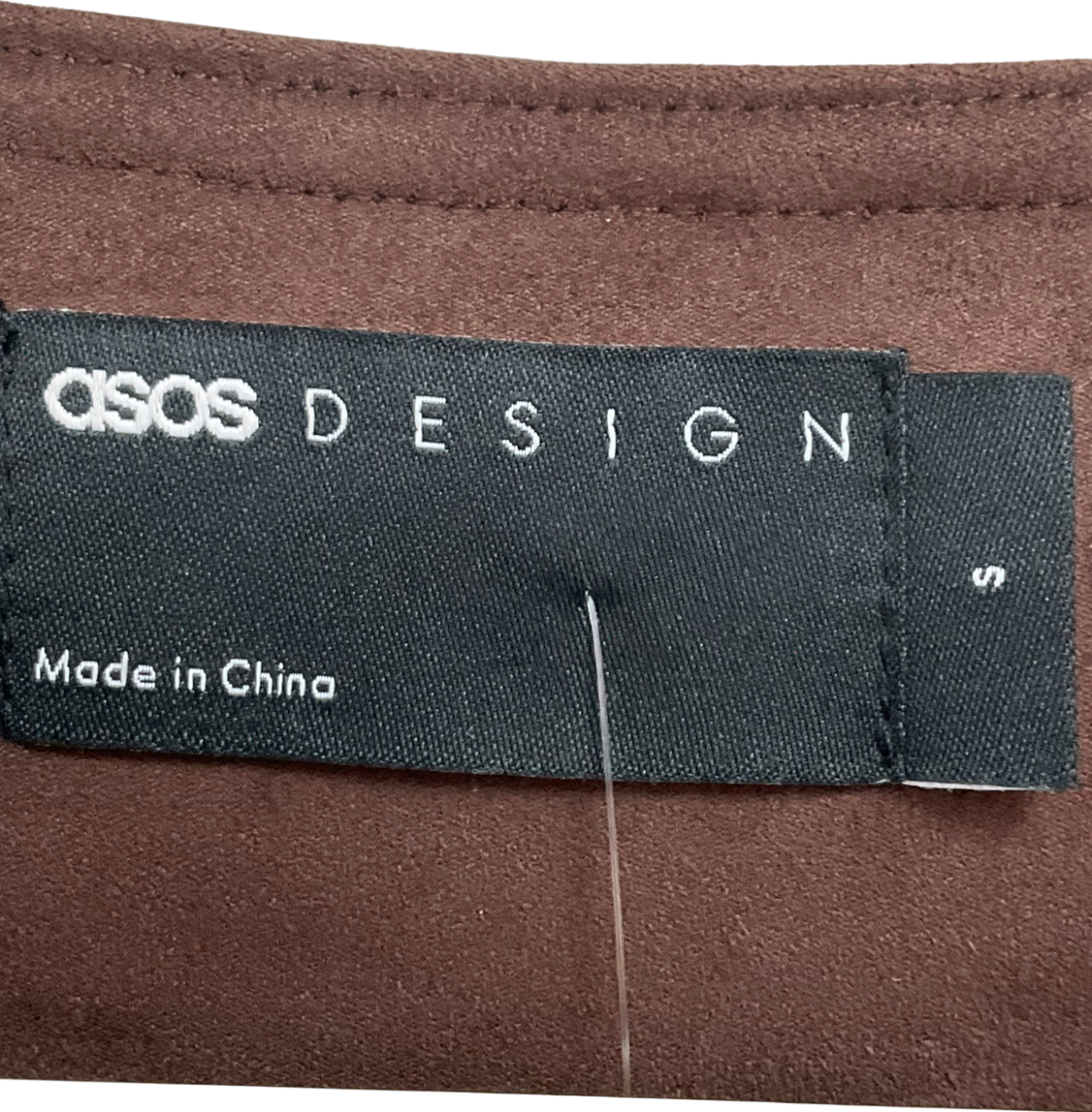 ASOS Brown Collarless Faux Suede Jacket In Chocolate UK S