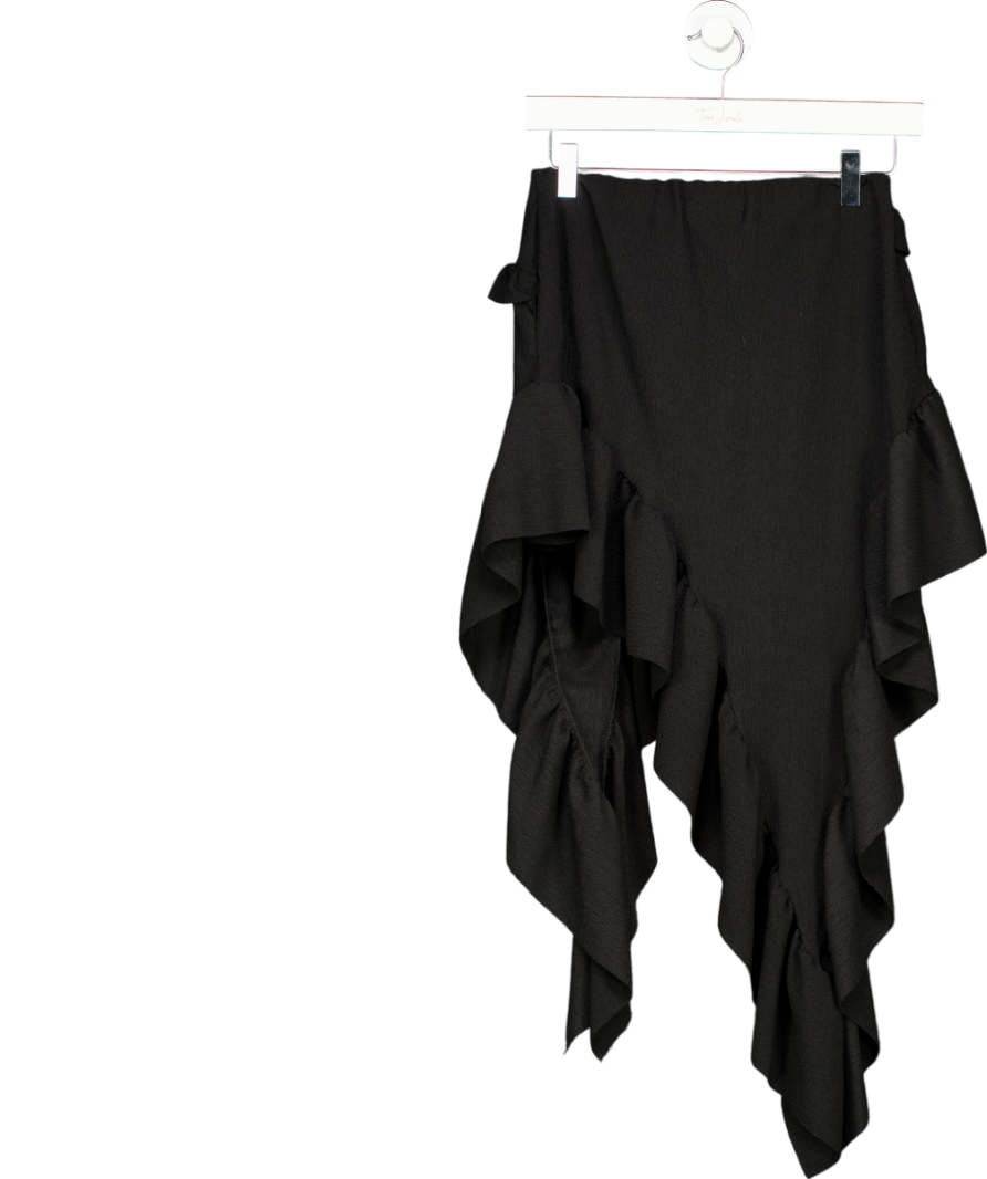 Ego Black Low Rise Frill Asymmetric Skirt UK 10