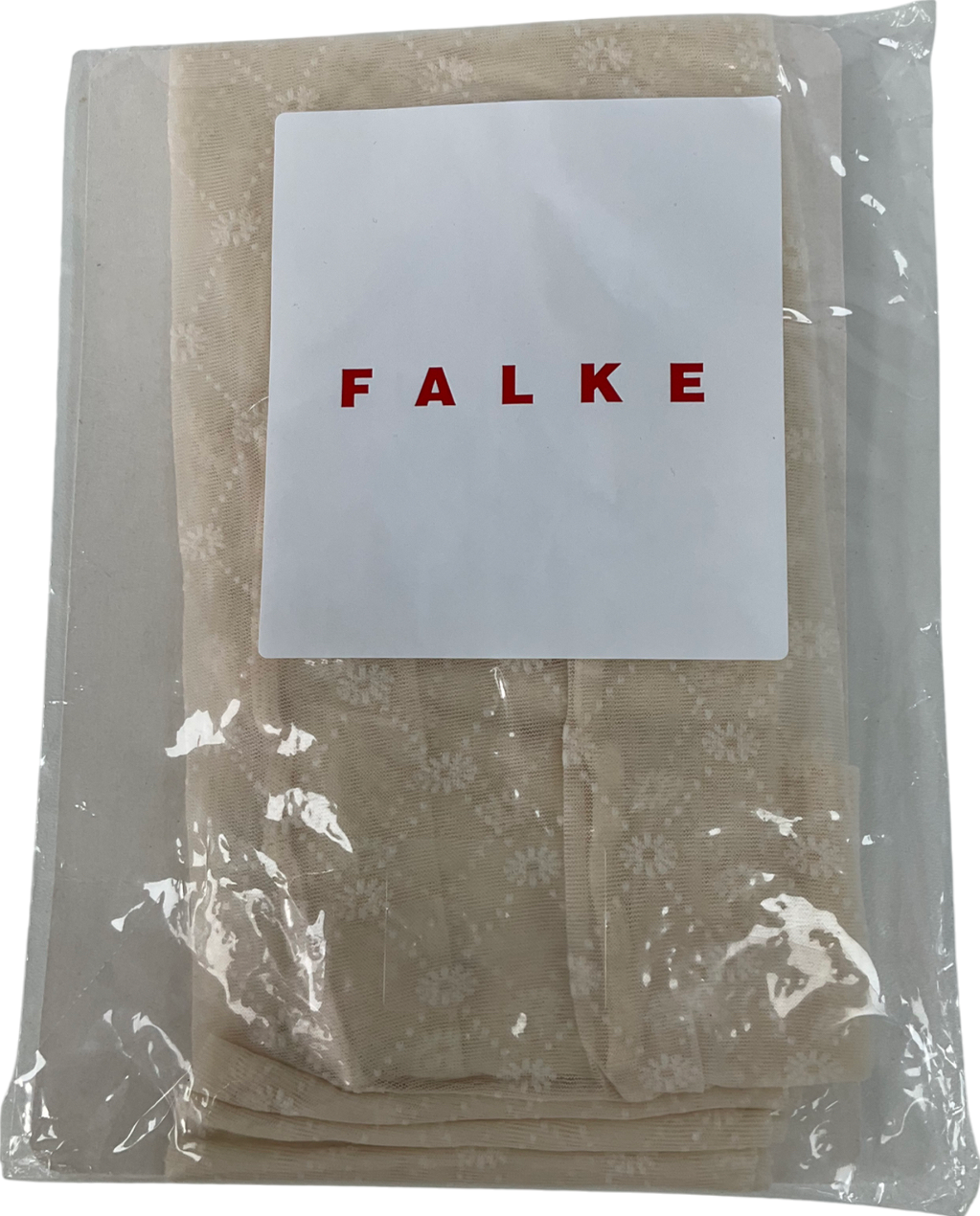 Falke Cream Floral Lace Tights In Champagne UK M