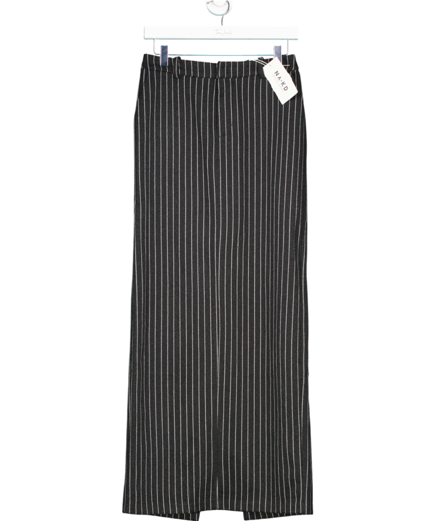 NA-KD Black Pinstriped Maxi Skirt UK 6