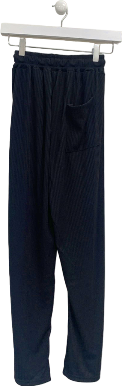 JW Black Ribbed Lounge Trousers UK M