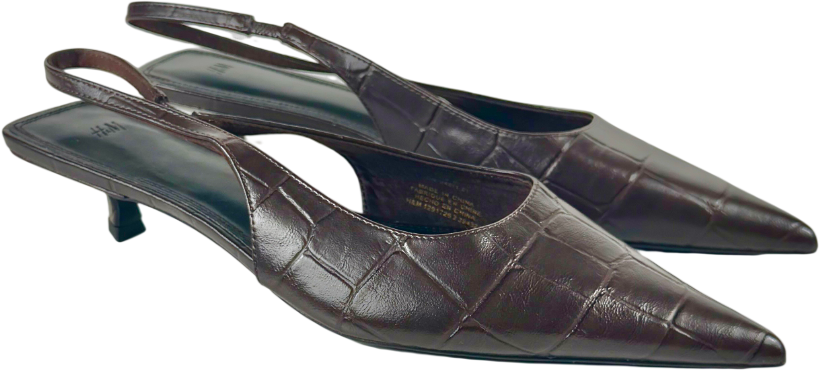 H&M Dark Brown Kitten-heeled Pointed Slingbacks UK 6 EU 39 👠