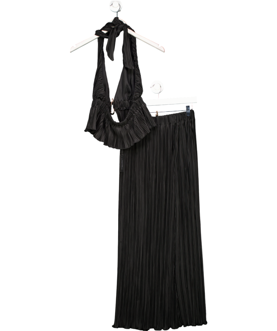 4th & Reckless Black Daisy Pleated Woven Midi Skirt And Pleated Top UK 8